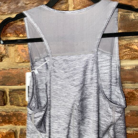 NWT Aeuui Heathered Gray Racerback Pleated Mesh Tank Top Women's Size XL - Picture 10 of 11